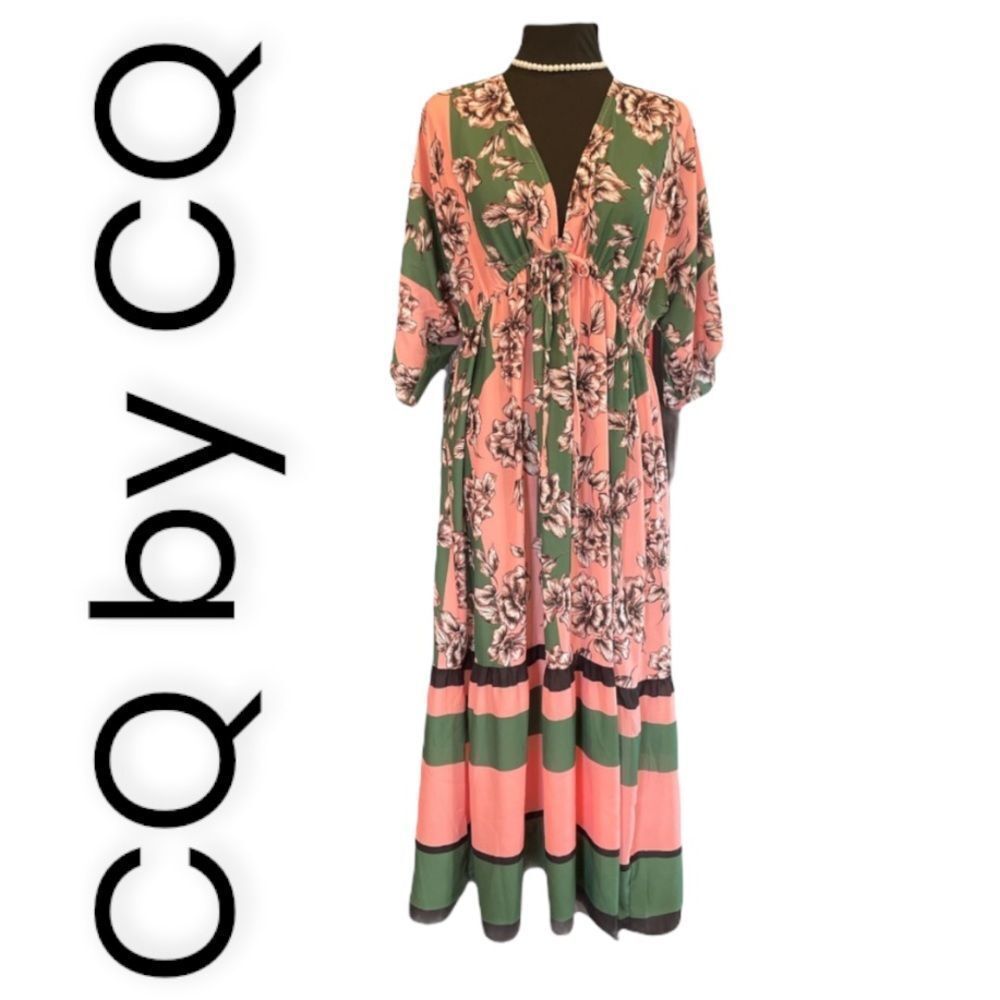 Pink & Green Maxi Dress